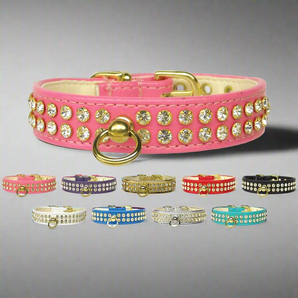 #72 Clear Crystal Jewelry Set Dog Collar - Dog Collars