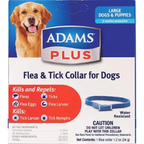 Adams Plus Flea and Tick Collar for Dogs and Puppies Blue