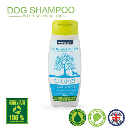 Dog Shampoo for White Coats - Ancol Blue Velvet Puppy