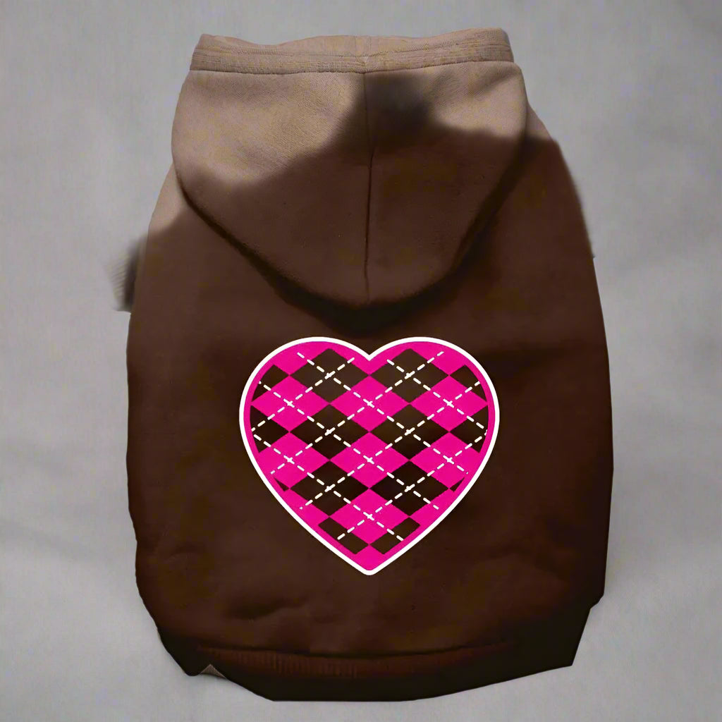 Argyle Pink Heart Pet Hoodies - Pet Hoodies