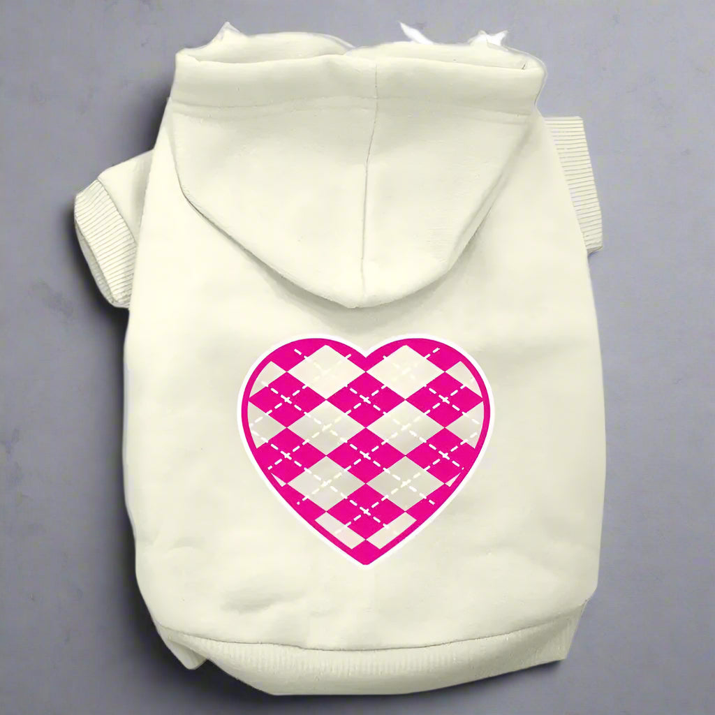Argyle Pink Heart Pet Hoodies - Pet Hoodies
