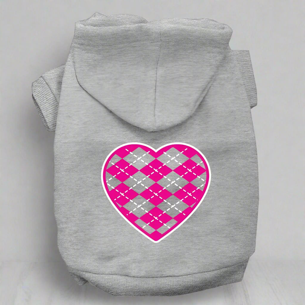 Argyle Pink Heart Pet Hoodies - Pet Hoodies