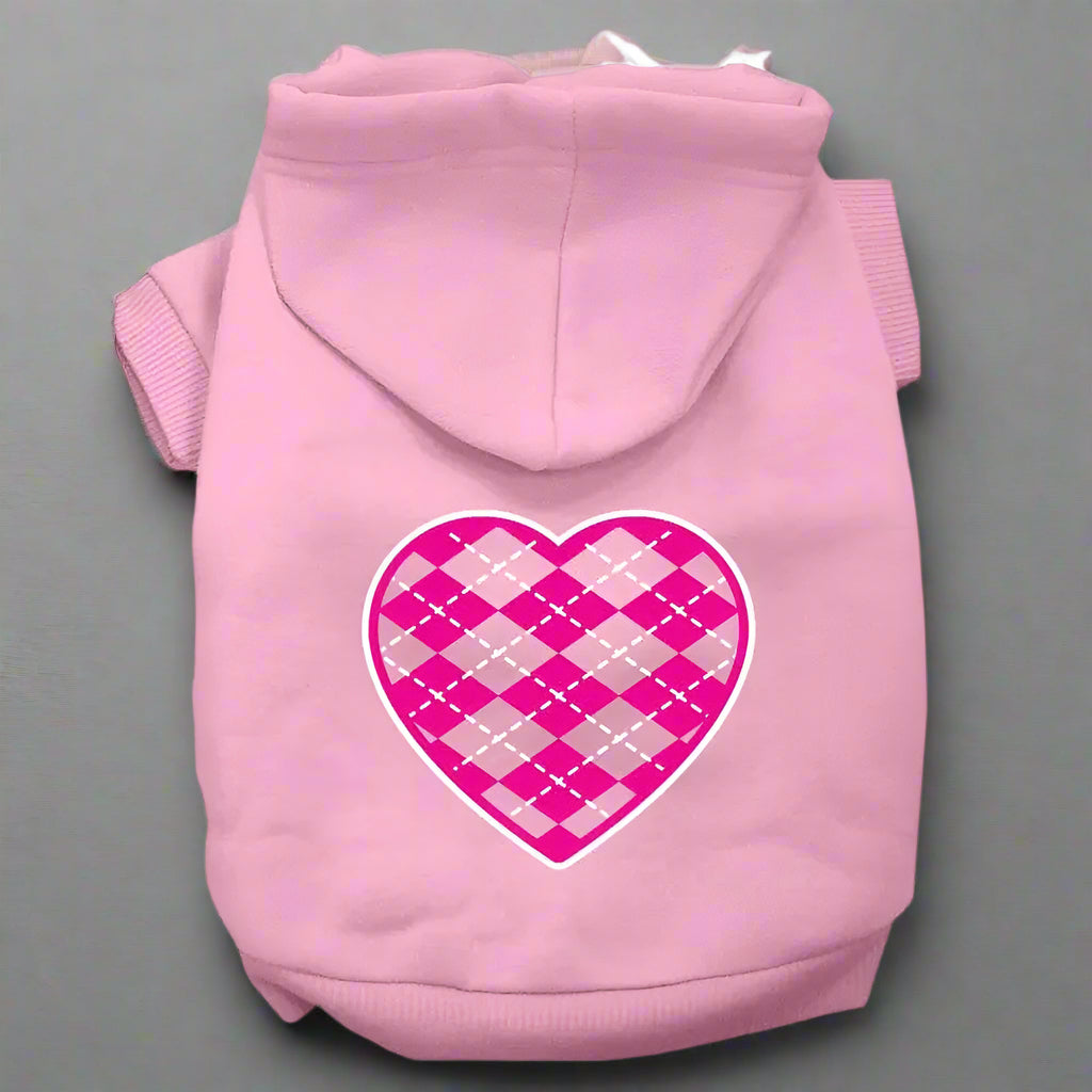 Argyle Pink Heart Pet Hoodies - Pet Hoodies