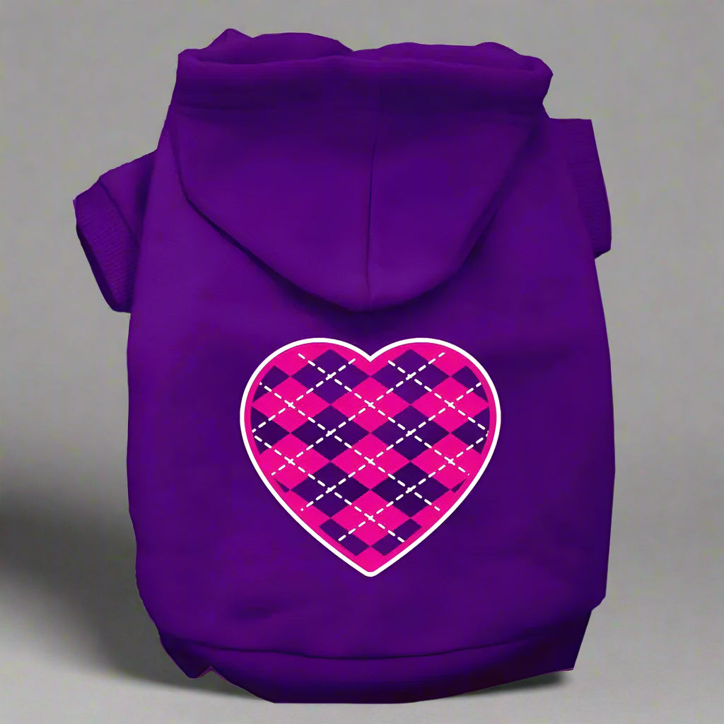 Argyle Pink Heart Pet Hoodies - Pet Hoodies