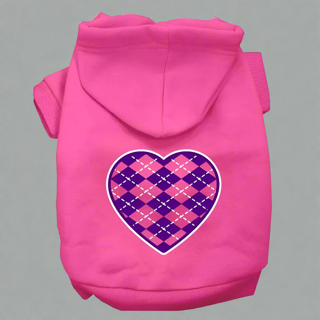 Argyle Purple Heart Pet Hoodies - Pet Hoodies