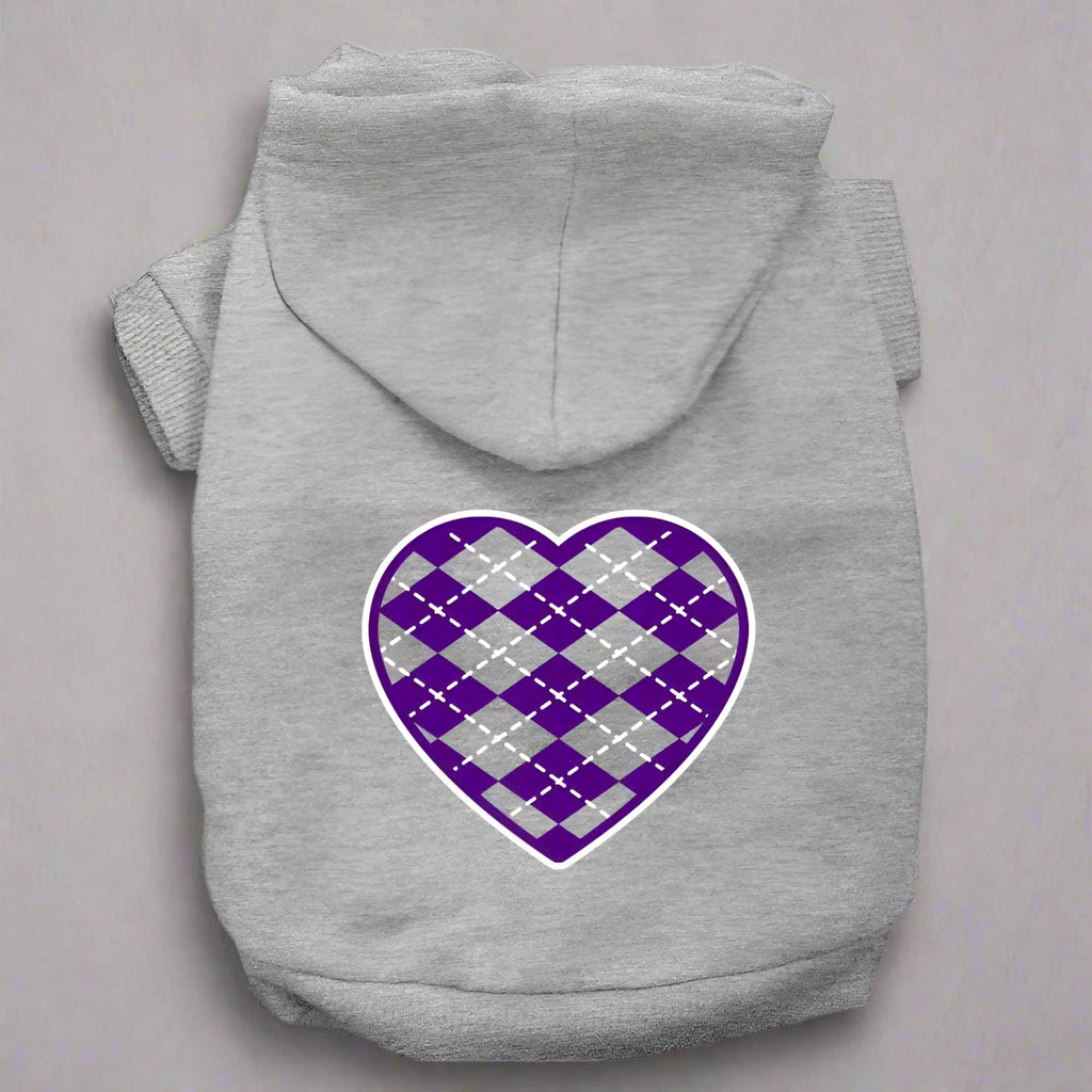 Argyle Purple Heart Pet Hoodies - Pet Hoodies