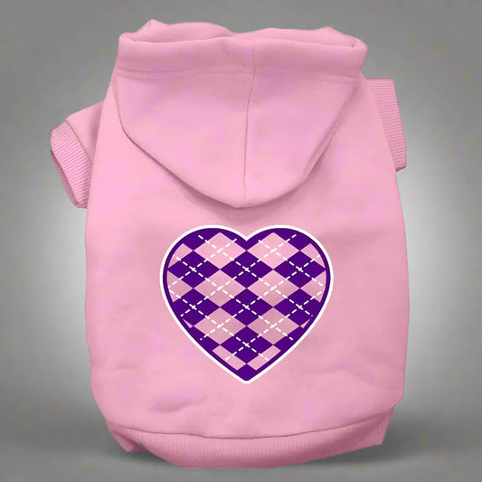 Argyle Purple Heart Pet Hoodies - Pet Hoodies