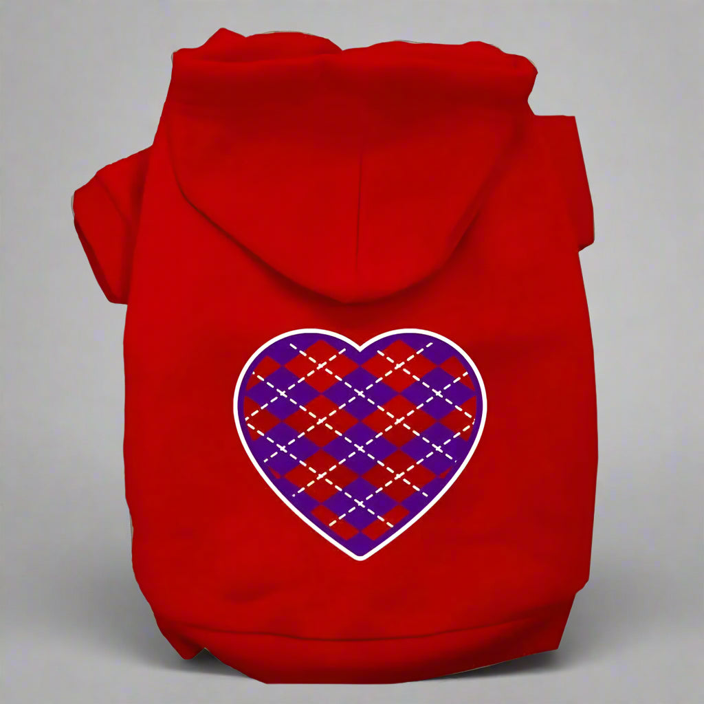 Argyle Purple Heart Pet Hoodies - Pet Hoodies