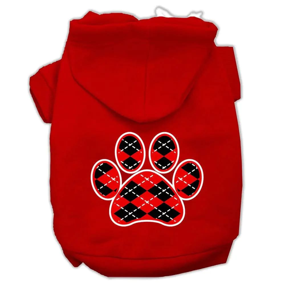 Argyle Red Paw Pet Hoodies - Pet Hoodies