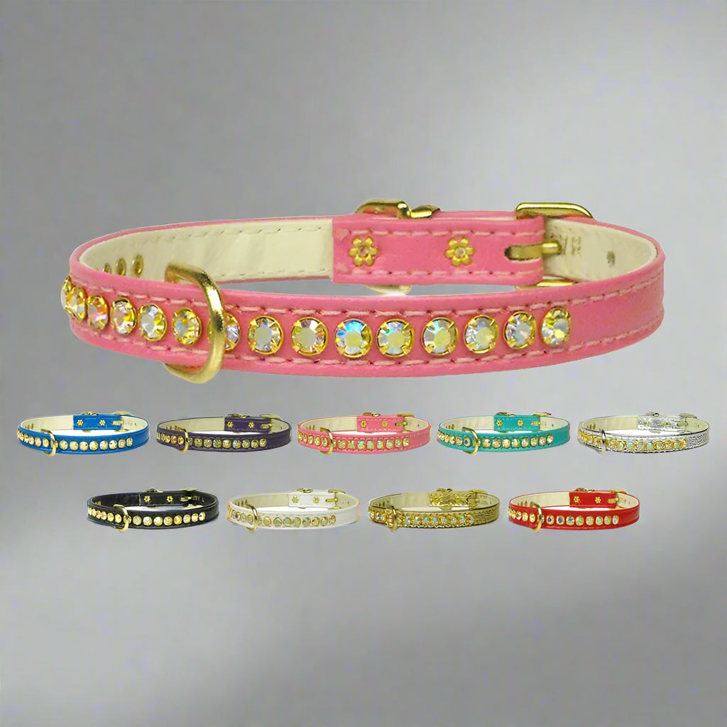 Beverly Dog Collar with Aurora Borealis Stones - Dog