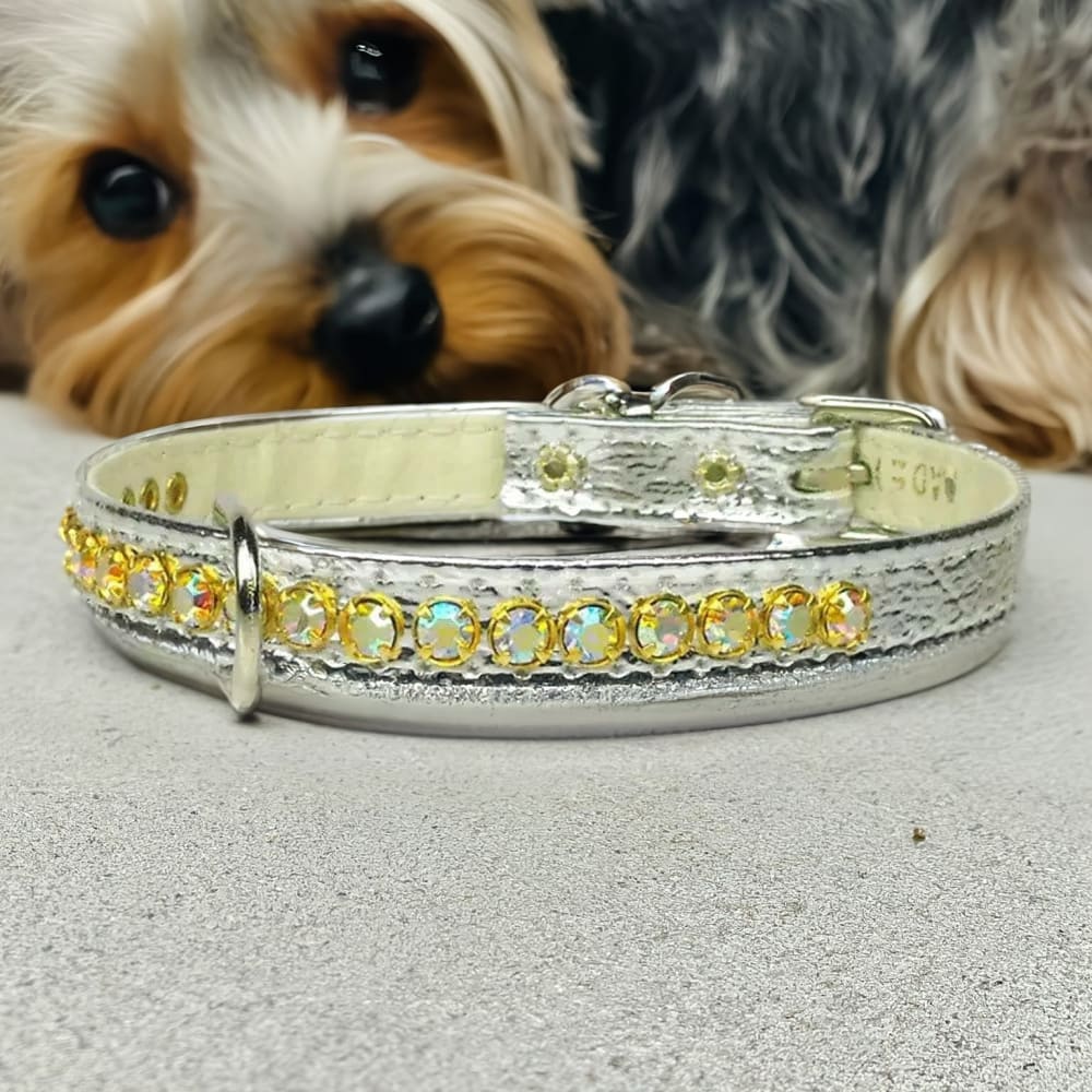 Beverly Dog Collar with Aurora Borealis Stones - Dog