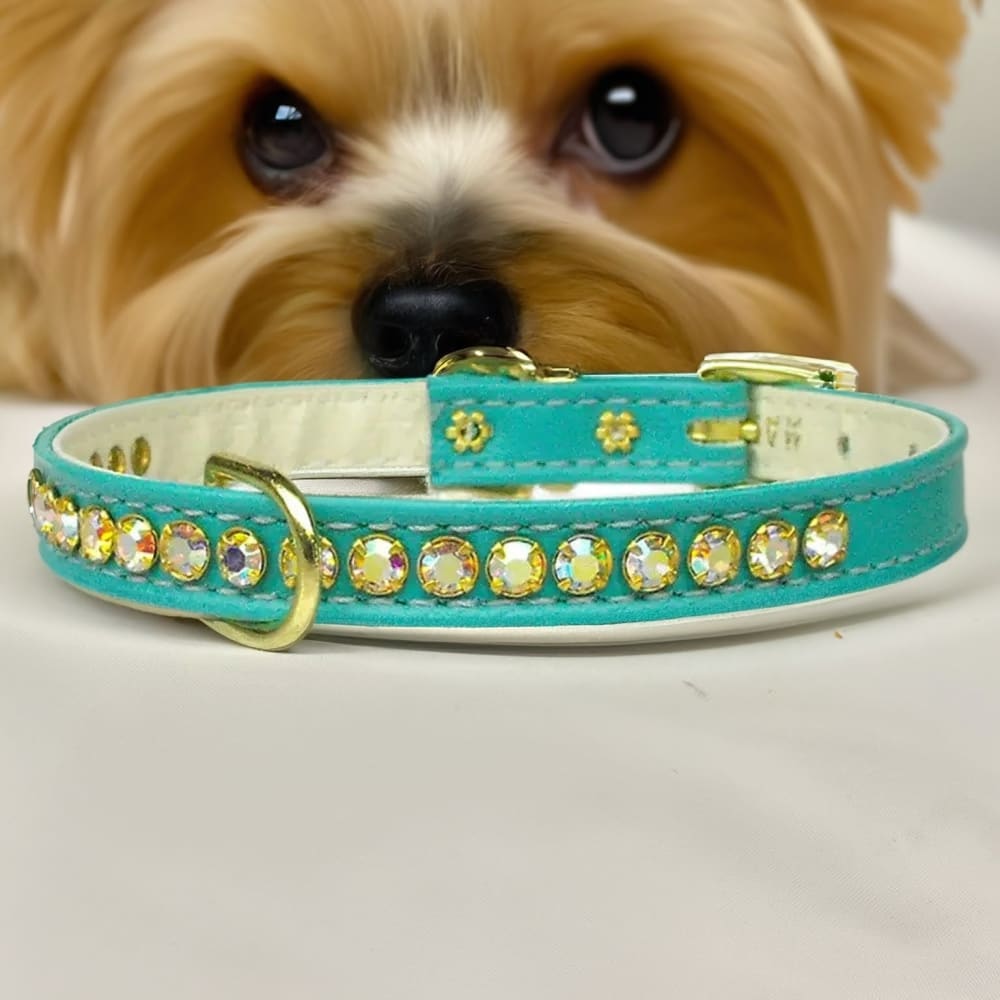 Beverly Dog Collar with Aurora Borealis Stones - Dog