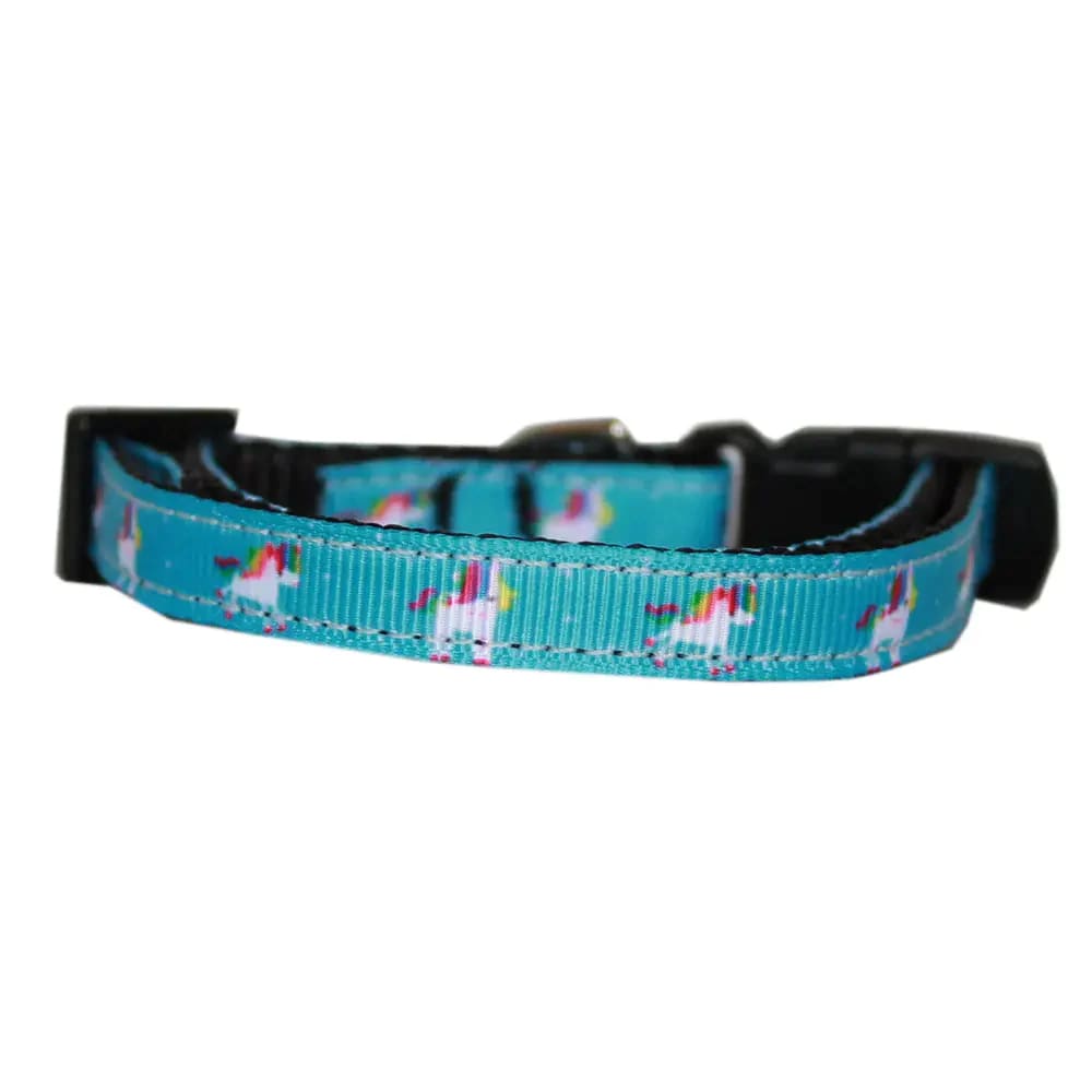 Blue Unicorn Nylon Cat Safety Collar - Cat Collars - Classic