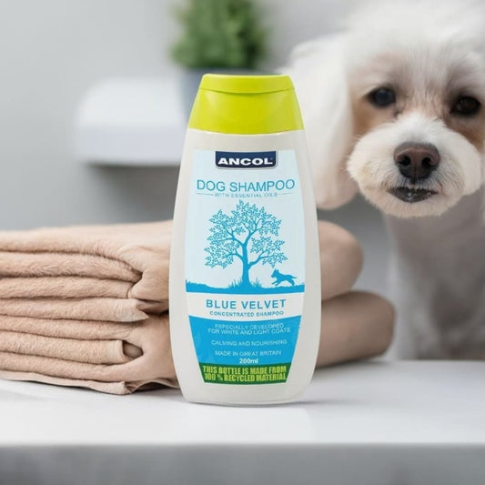 Dog Shampoo for White Coats - Ancol Blue Velvet Puppy