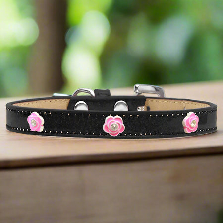 Bright Pink Rose Widget Dog Collar Ice Cream - Dog Collars