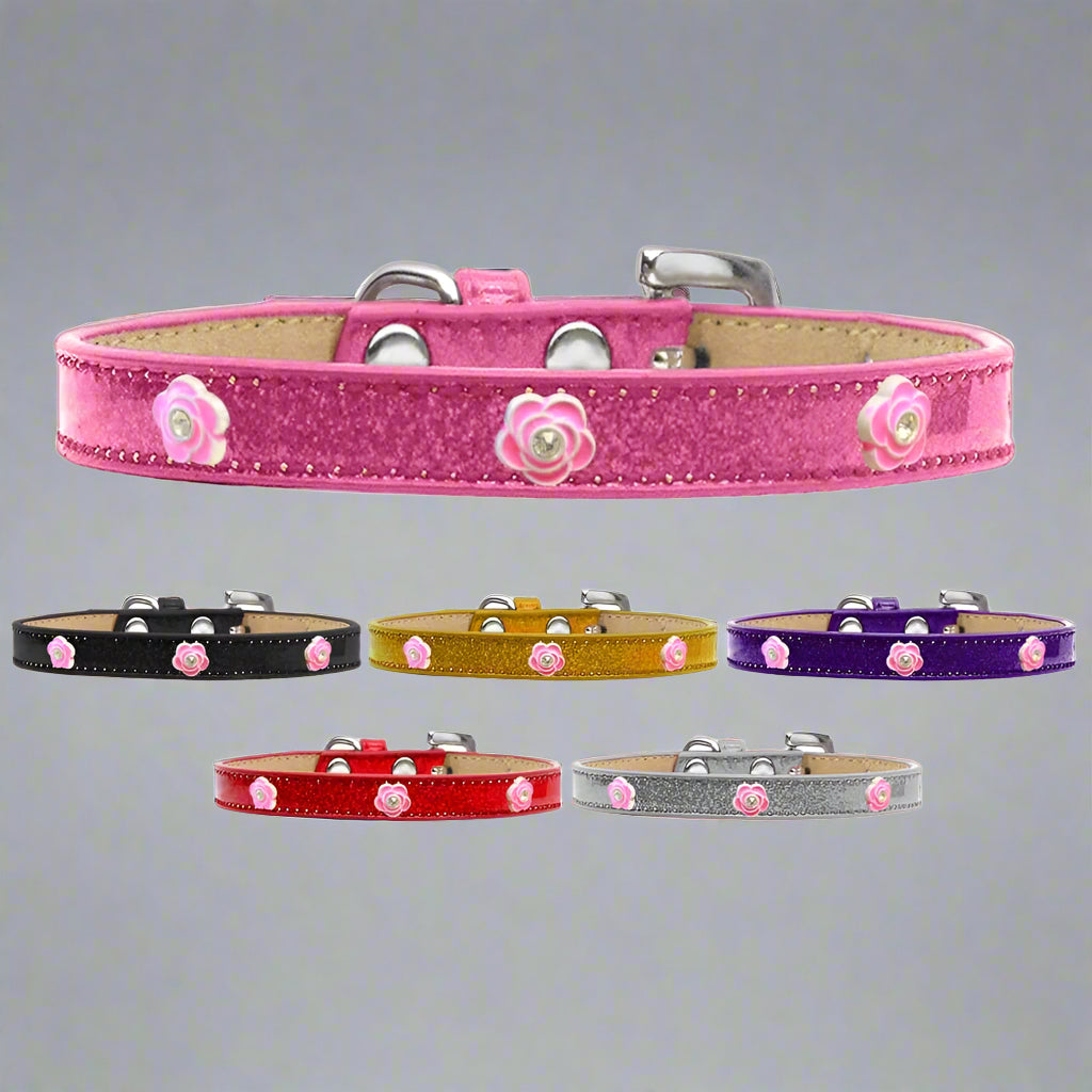 Bright Pink Rose Widget Dog Collar Ice Cream - Dog Collars
