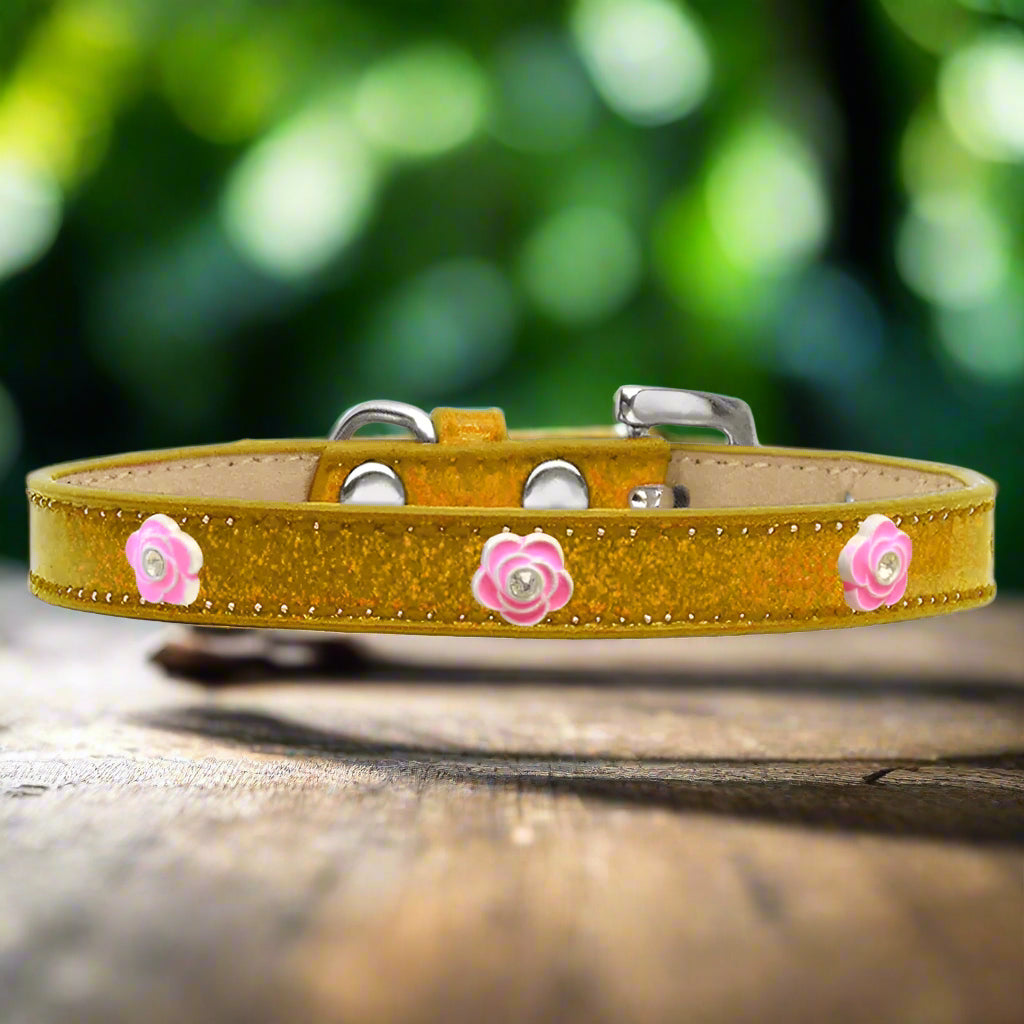 Bright Pink Rose Widget Dog Collar Ice Cream - Dog Collars