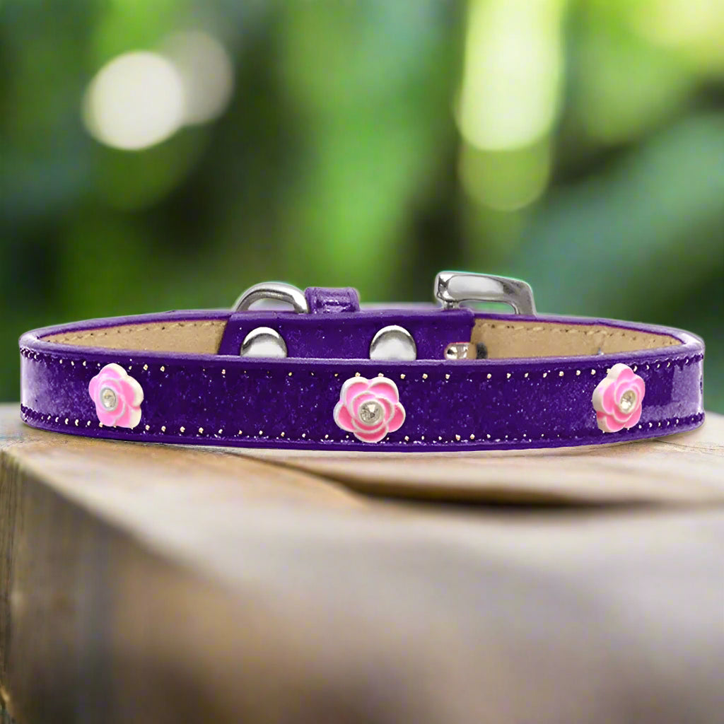 Bright Pink Rose Widget Dog Collar Ice Cream - Dog Collars