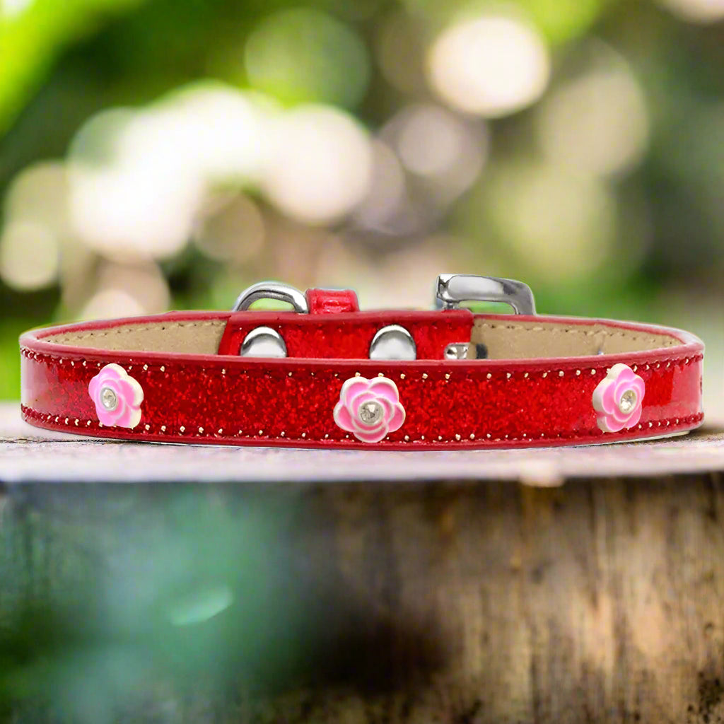 Bright Pink Rose Widget Dog Collar Ice Cream - Dog Collars