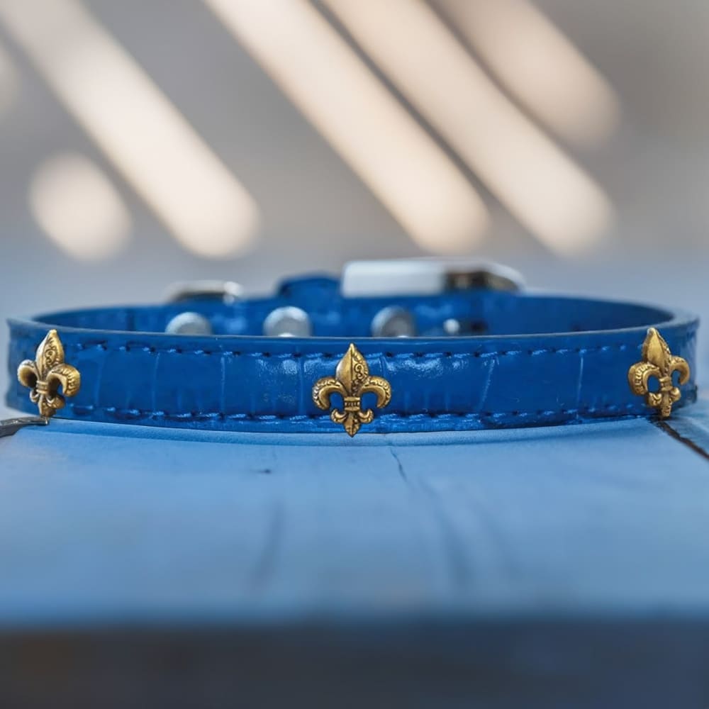 Bronze Fleur De Lis Widget Croc Dog Collar - Dog Collars