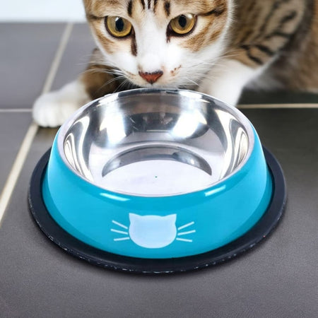 Cat Bowl Stainless Steel - Slip Resistant - Cat Stainless