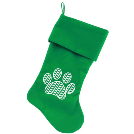 Chevron Paw Screen Print 18-inch Velvet Christmas Pet
