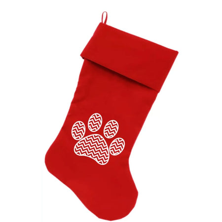 Chevron Paw Screen Print 18-inch Velvet Christmas Pet