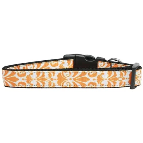 Damask Orange Nylon Cat Collar - Cat Collars - Classic