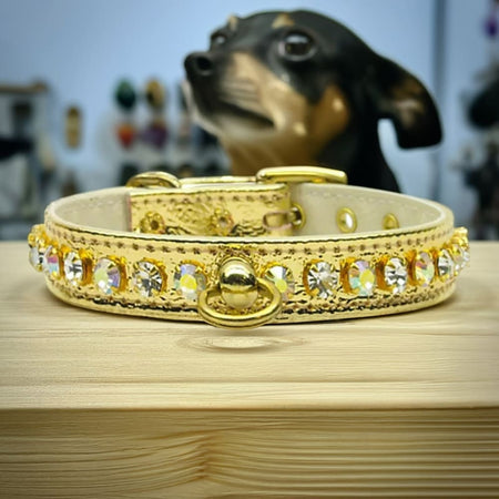 Deluxe Colored Crystal Jewelry Set Dog Collar - Dog Collars