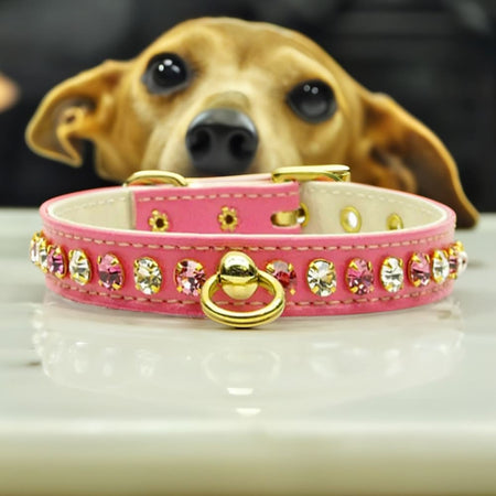 Deluxe Colored Crystal Jewelry Set Dog Collar - Dog Collars