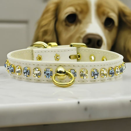 Deluxe Colored Crystal Jewelry Set Dog Collar - Dog Collars