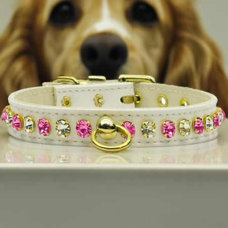 Deluxe Colored Crystal Jewelry Set Dog Collar - Dog Collars