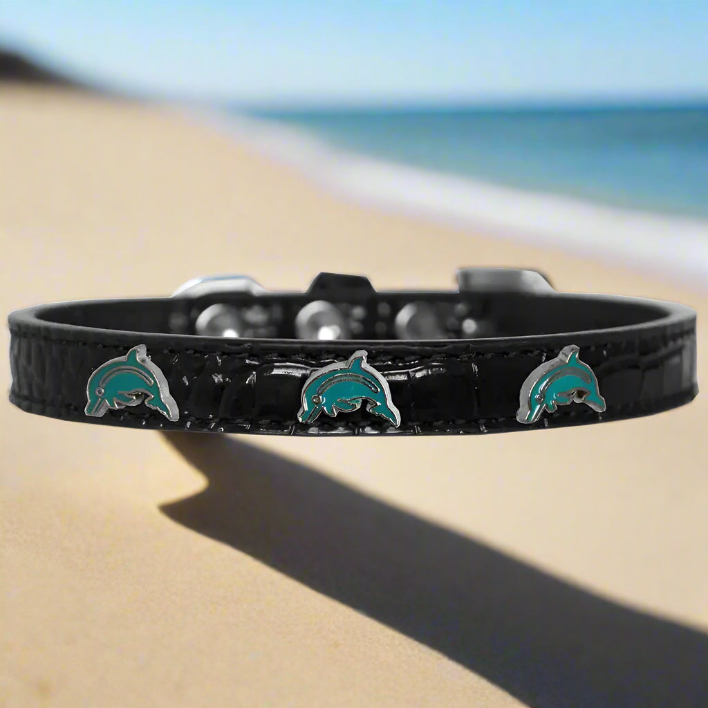 Dolphin Widget Croc Dog Collar - Dog Collars - Designer Croc