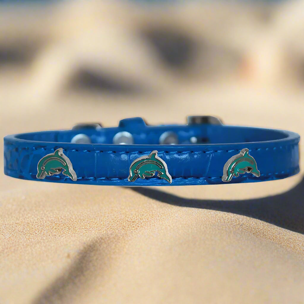 Dolphin Widget Croc Dog Collar - Dog Collars - Designer Croc