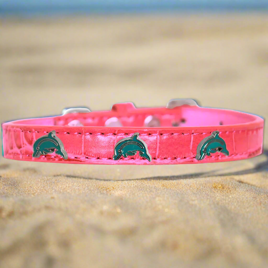 Dolphin Widget Croc Dog Collar - Dog Collars - Designer Croc