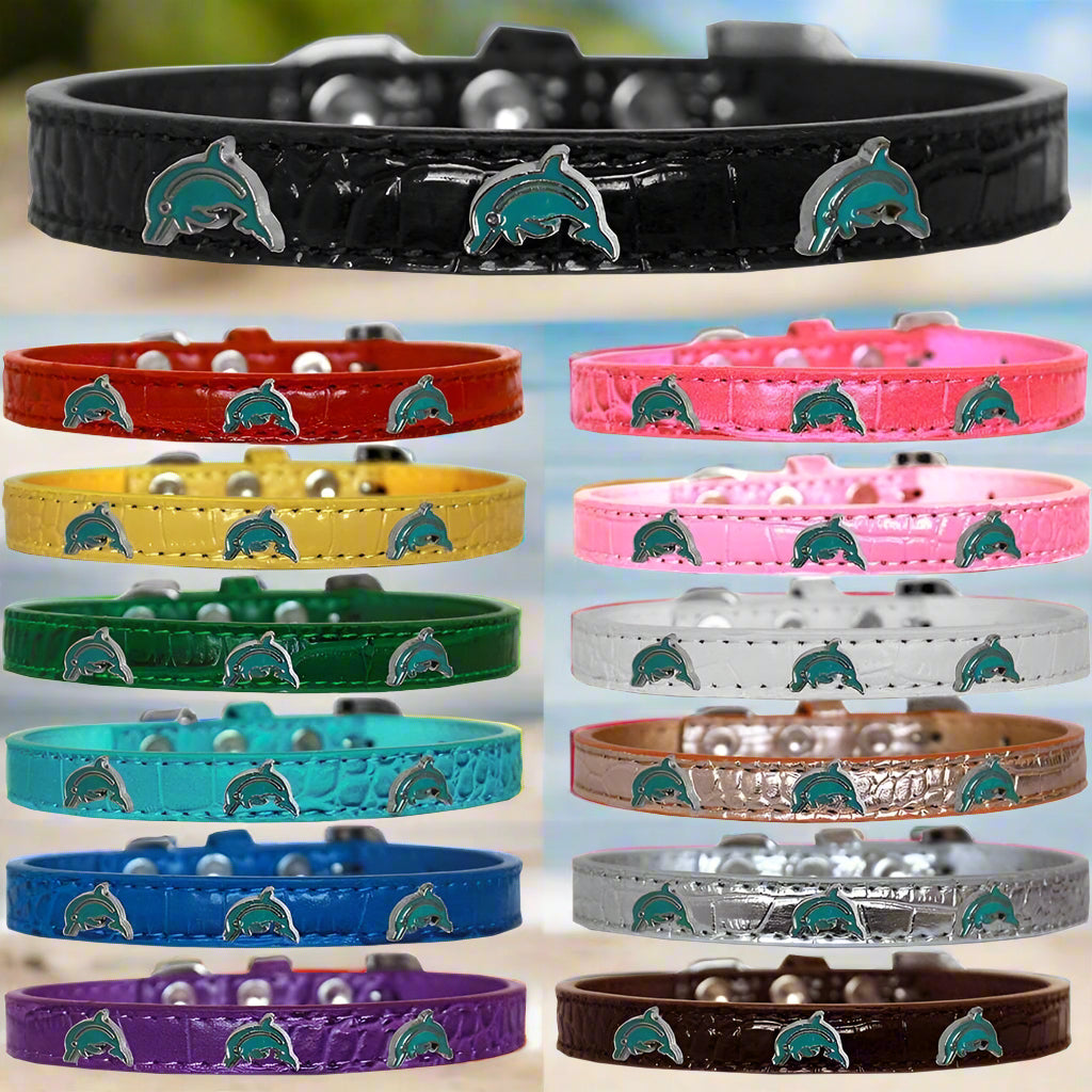 Dolphin Widget Croc Dog Collar - Dog Collars - Designer Croc