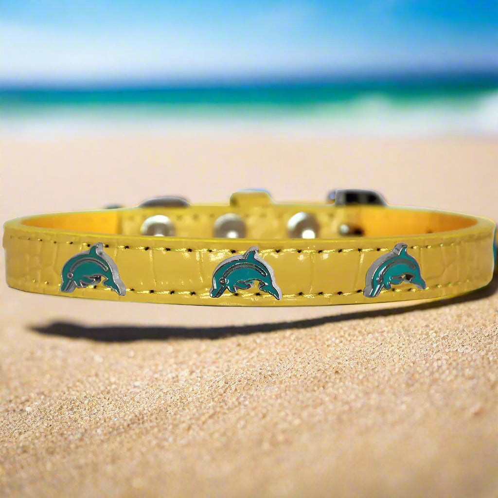 Dolphin Widget Croc Dog Collar - Dog Collars - Designer Croc