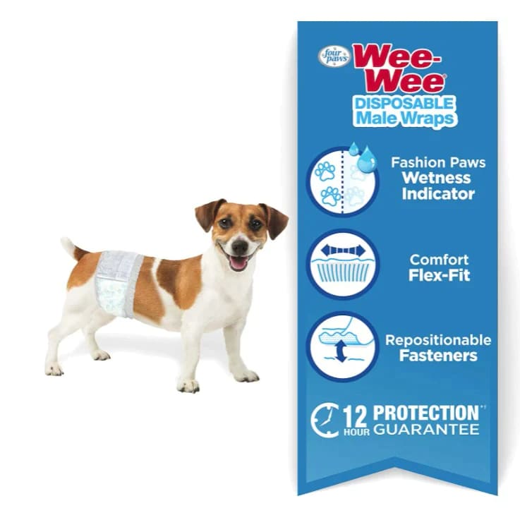 Four Paws Wee Wee Disposable Male Dog Wraps - Diapers