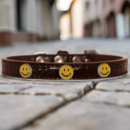Happy Face Widget Croc Dog Collar - Dog Collars - Designer