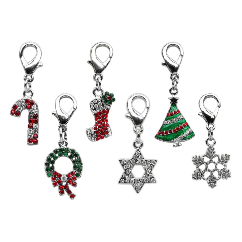 Holiday Rhinestone Lobster Claw Pet Collar Charms - Pet
