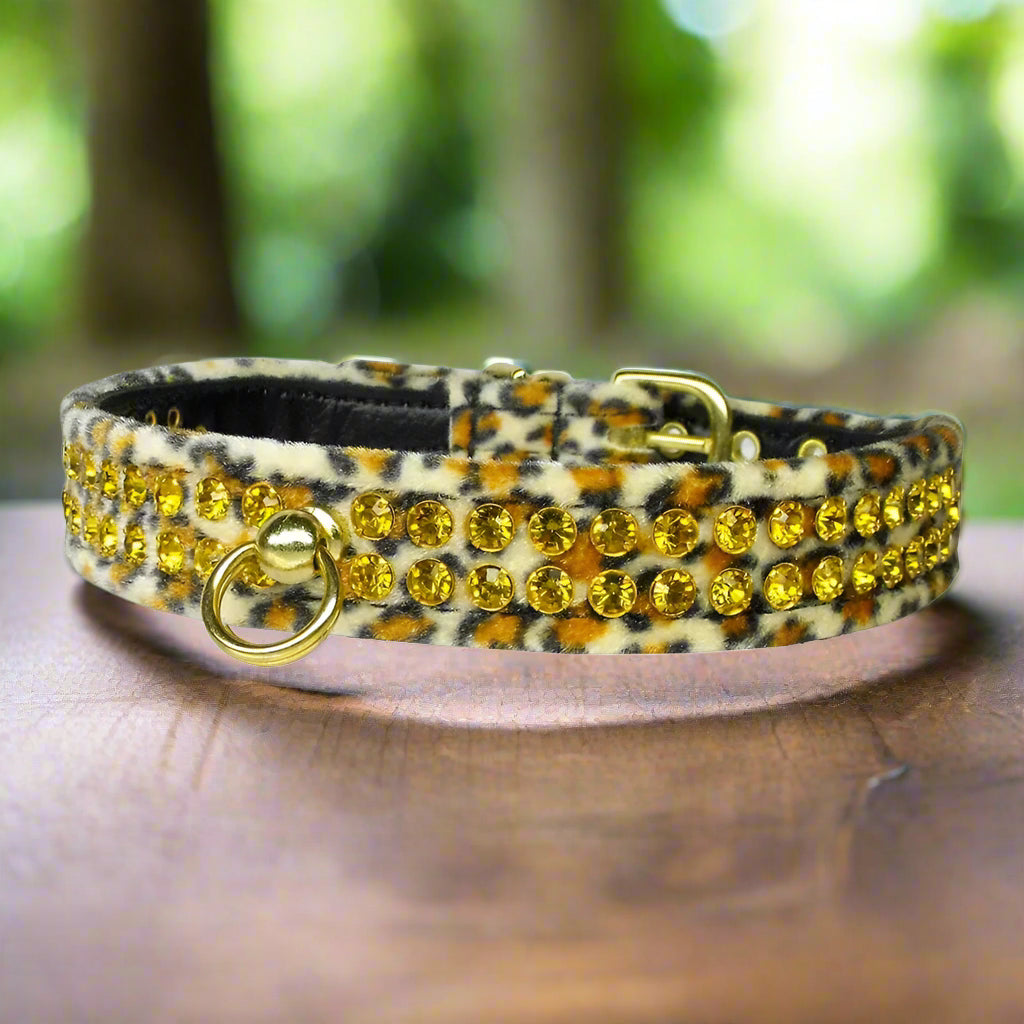 Jungle King Animal Print Crystal Jewelry Set Dog Collar