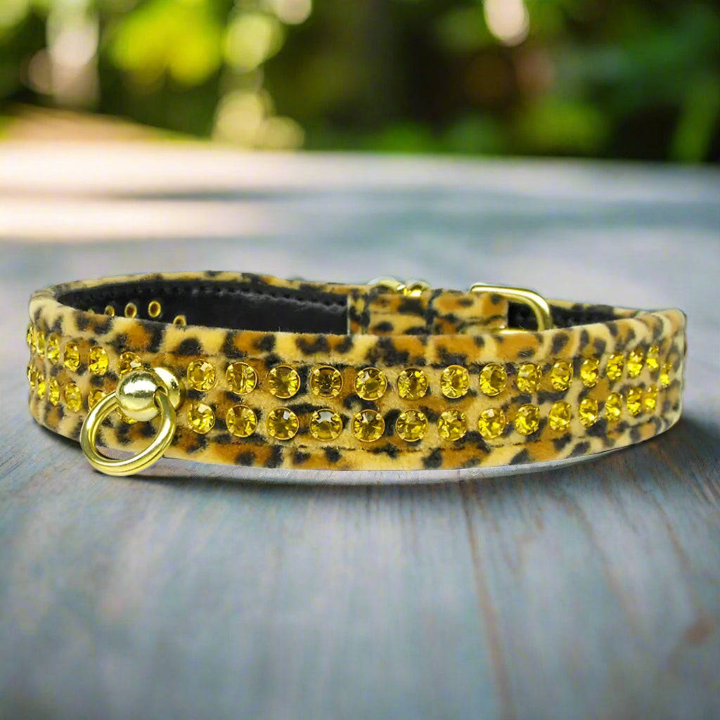 Jungle King Animal Print Crystal Jewelry Set Dog Collar