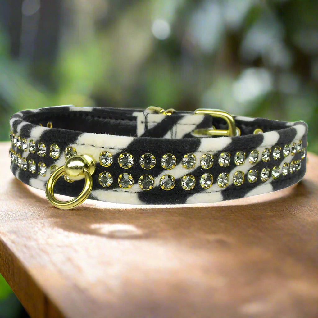 Jungle King Animal Print Crystal Jewelry Set Dog Collar