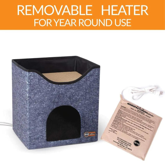 K&H Pet Products Thermo-Kitty Playhouse Navy Blue 14’’ x