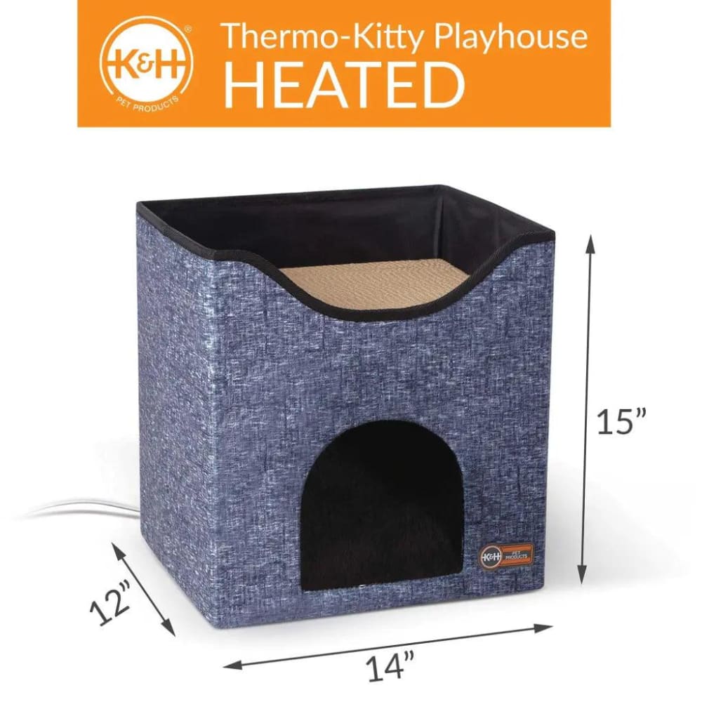 K&H Pet Products Thermo-Kitty Playhouse Navy Blue 14’’ x