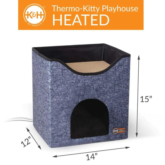 K&H Pet Products Thermo-Kitty Playhouse Navy Blue 14’’ x
