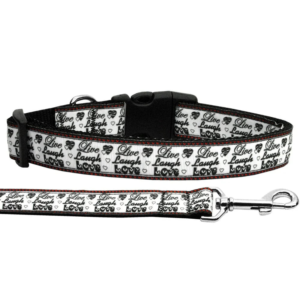 Live Laugh and Love Nylon Dog Collars & Leashes - Dog