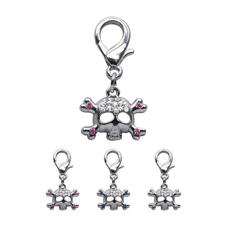 Lobster Claw Rhinestone Skull Pet Collar Charm - Pet Collar