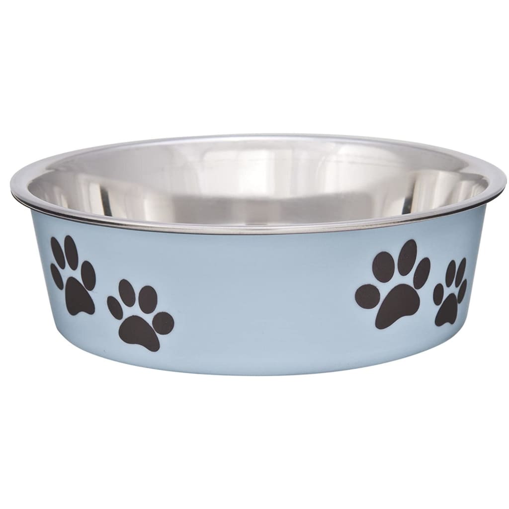 Loving Pets Light Blue Stainless Steel Dish With Rubber