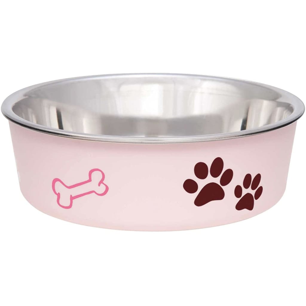 Loving Pets Light Pink Stainless Steel Dish With Rubber Base